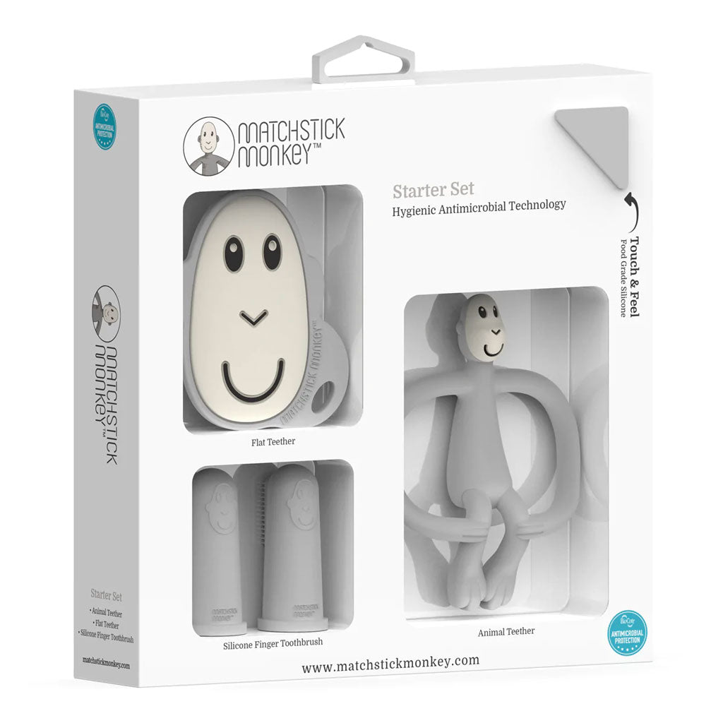 Matchstick Monkey Teether Grey