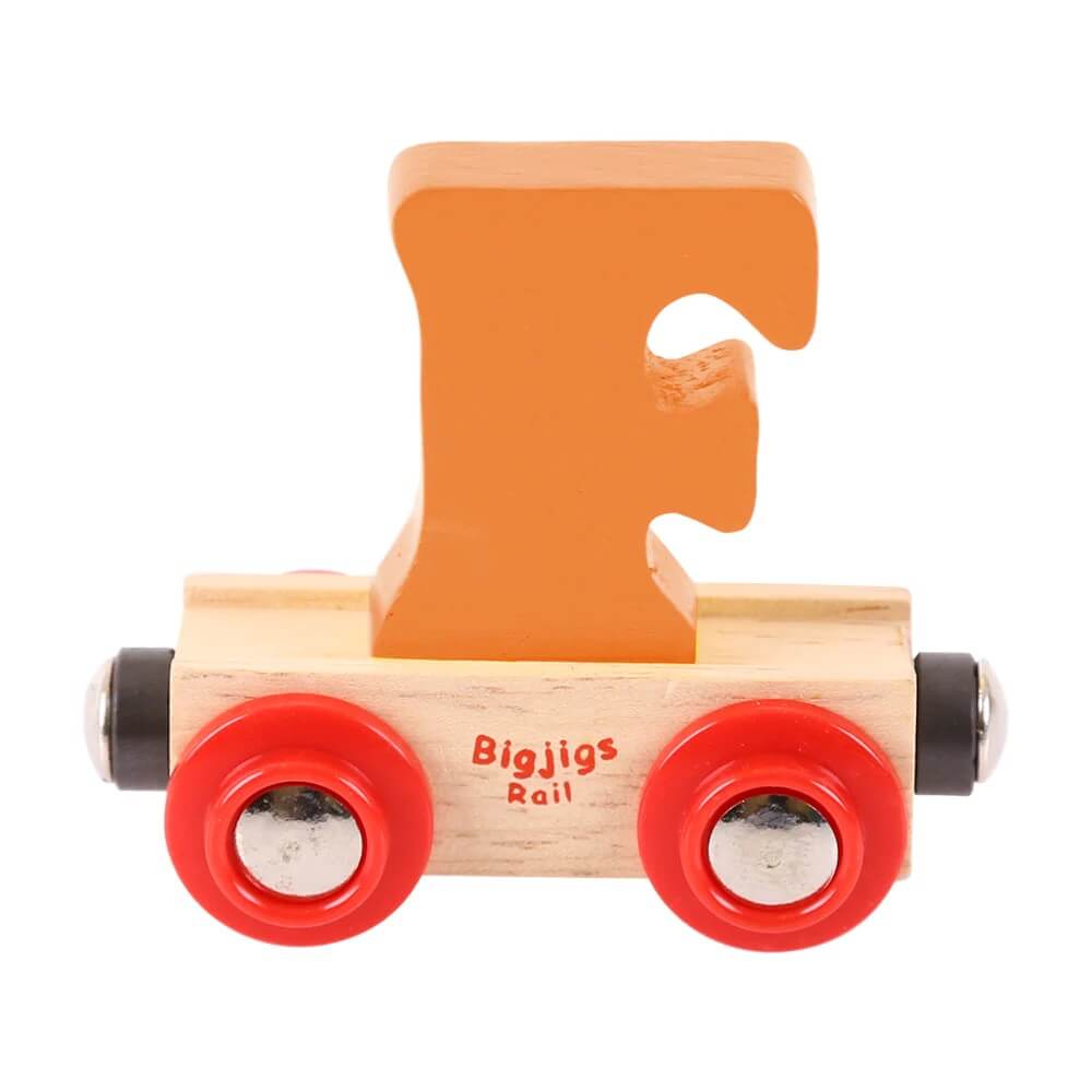 Bigjigs Rail Name carriages feature colourful wooden letters or numbers that can easily be swapped with other wagons in your wooden train set.