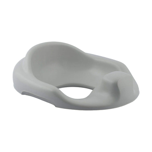 Bumbo toilet trainer in cool grey, designed with a contoured seat for comfort and stability, ideal for easy toilet training.