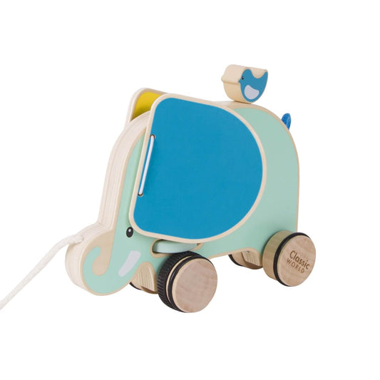 Make learning to walk fun with this cute pull elephant toy. As it is pulled, the elephant's flapping ears make noise, stimulating various senses.