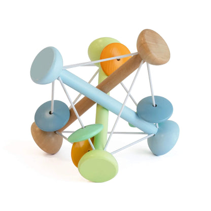 Pastel Coloured Classic World Magic Ball toy with wooden segments and elastic connections, designed to spark creativity and fine motor skills.