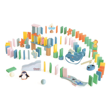 Classic World Ocean Dominoes featuring colourful sea-themed pieces, domino trails, and fun animal characters.