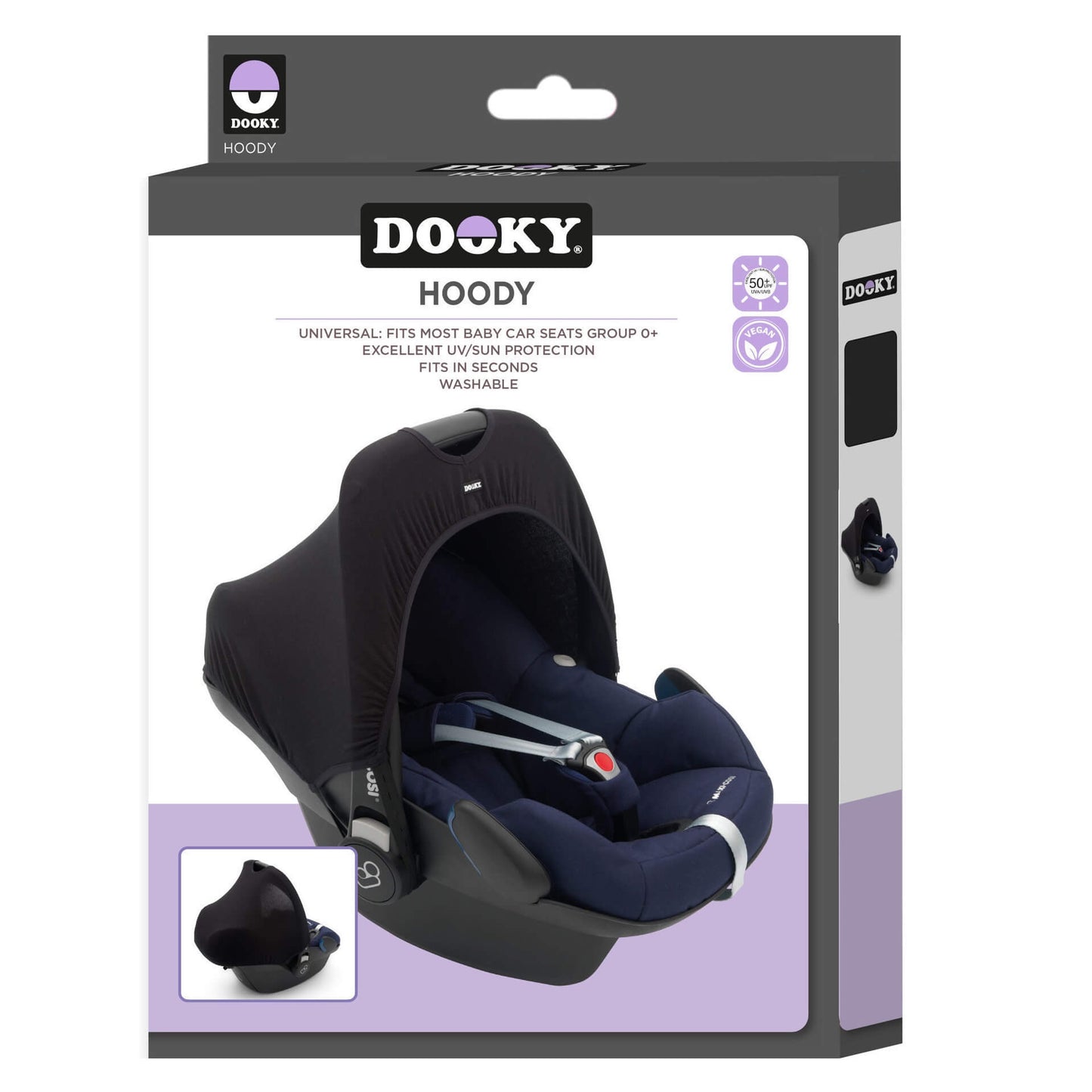 Dooky Car Seat Hoody 0+ (Plain Black)
