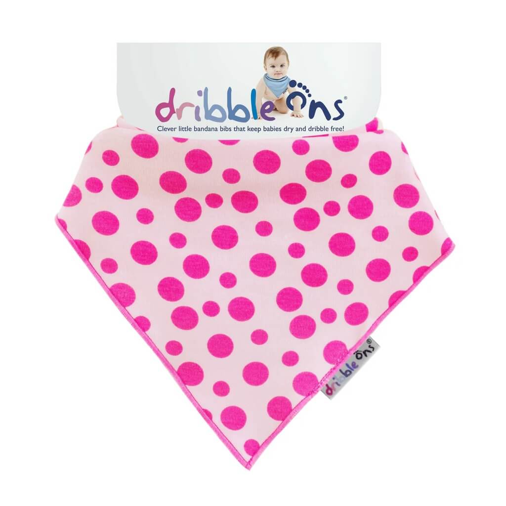 The Dribble Ons Bib is a stylish, absorbent accessory for babies. Its bandana style and adjustable snaps keep your teething baby dry and comfortable while adding a fashionable touch.