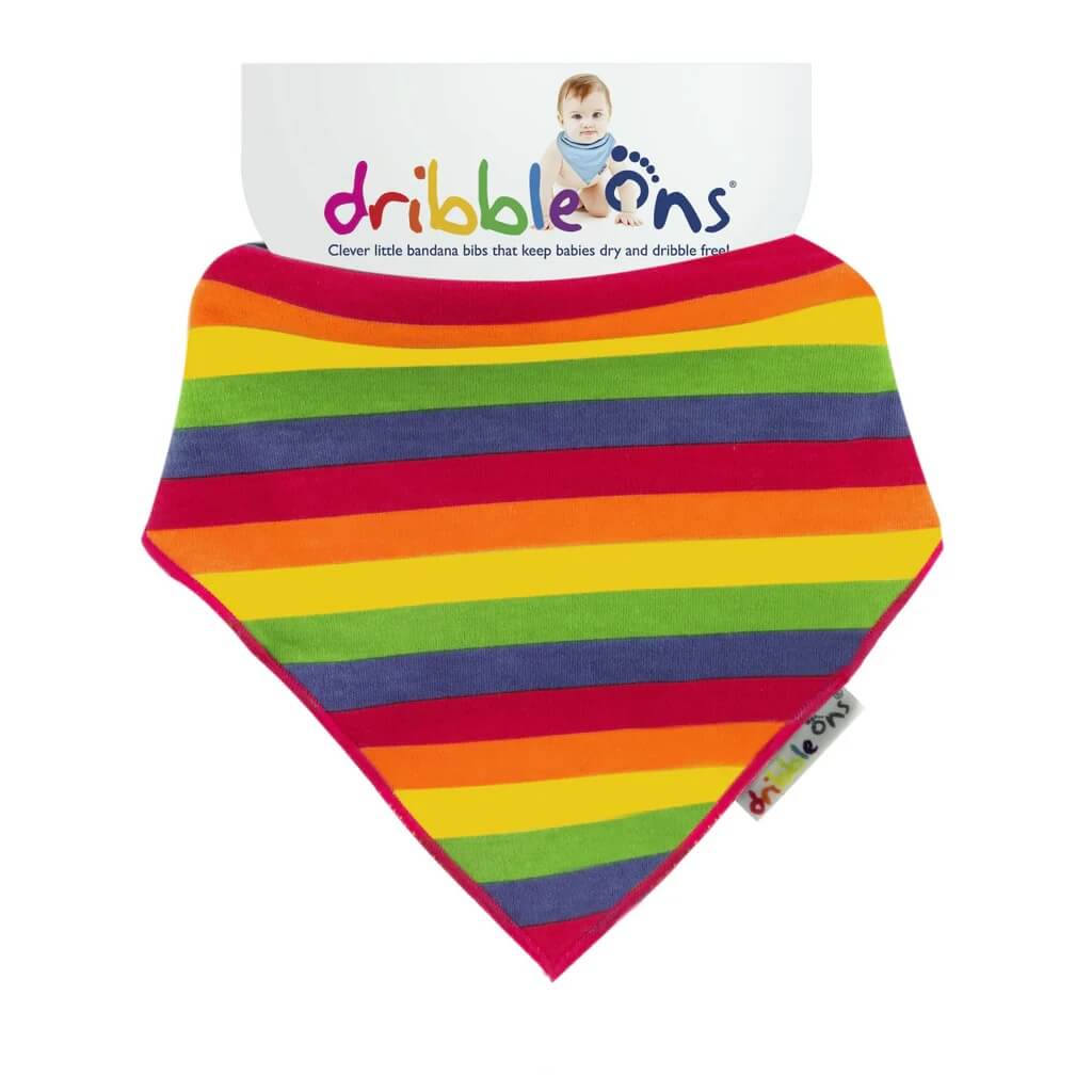 The Dribble Ons Bib is a stylish, absorbent accessory for babies. Its bandana style and adjustable snaps keep your teething baby dry and comfortable while adding a fashionable touch.