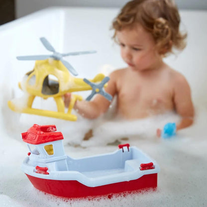 Green Toys Rescue Boat with Helicopter