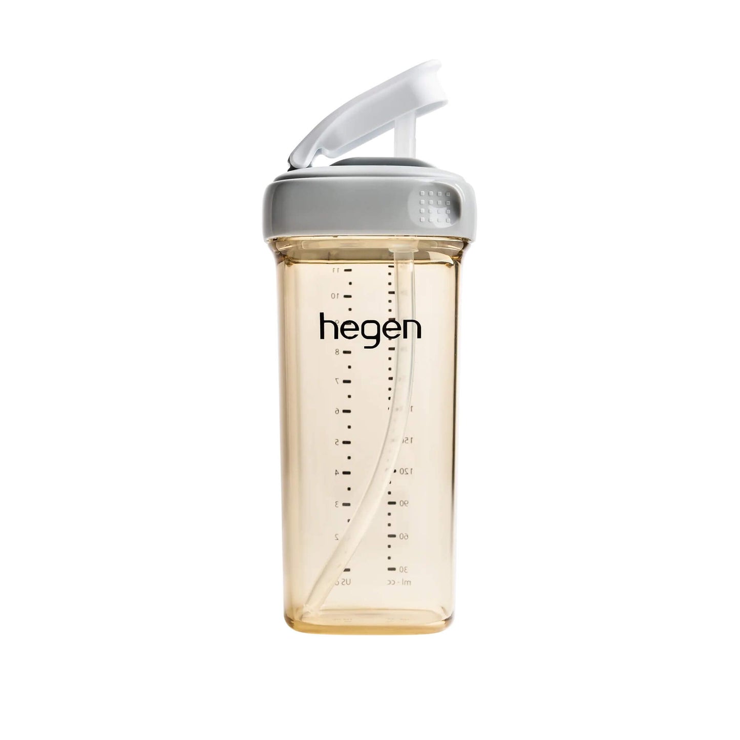 Hegen's Straw Cup, with a unique one-hand closure—just Press-to-Close, Twist-to-Open. Ideal for parents with full hands and perfect for children 9 months and up transitioning from bottles to straw cups!