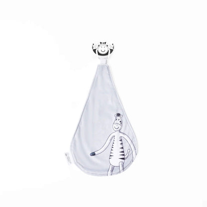 Matchstick Monkey all-in-one teething soother and comforter featuring a soft blankie and Zippy Zebra design. Perfect for soothing babies while providing comfort.