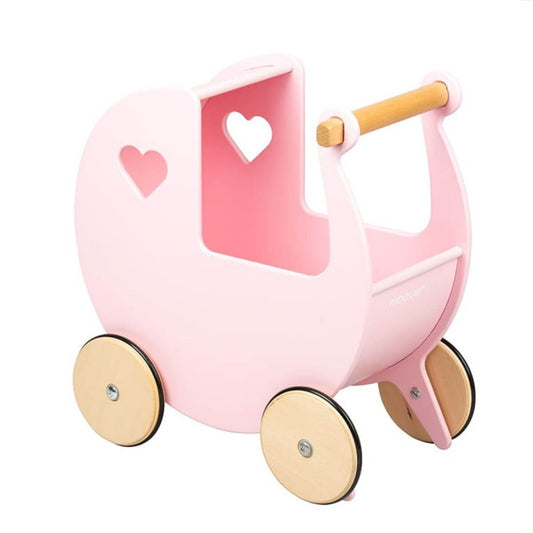 Children’s wooden dolls pram is made of wood and has wooden wheels with rubber tyres. The Moover dolls pram is delivered assembled and ready to use.