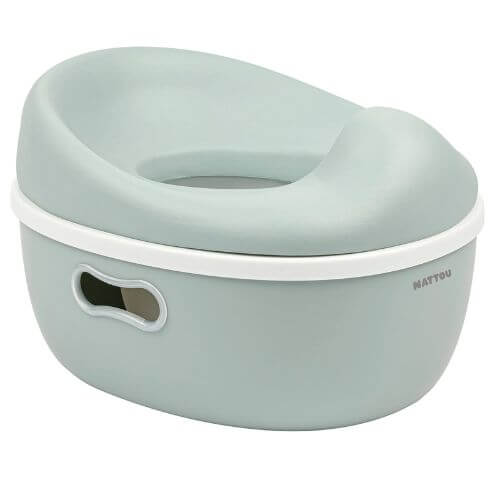 Green Nattou 3-in-1 Potty with a smooth, ergonomic design and side handles for easy carrying.