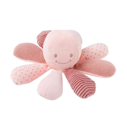 Soft pink Nattou activity octopus with a smiling face, textured tentacles, ideal for sensory play