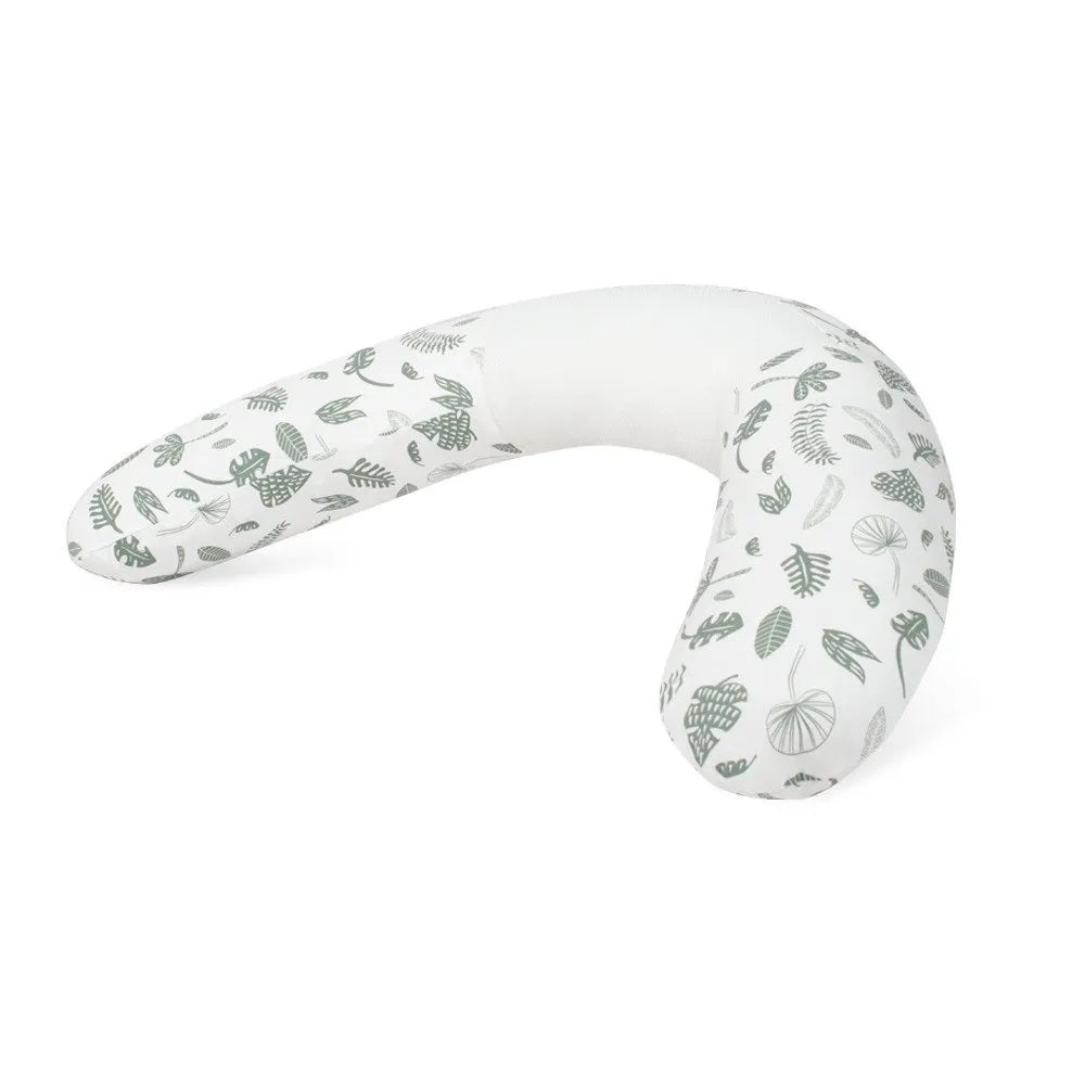 Purflo Breathe Pregnancy Pillow in Jardin print, offering ergonomic support with breathable materials and a nature-inspired pattern.