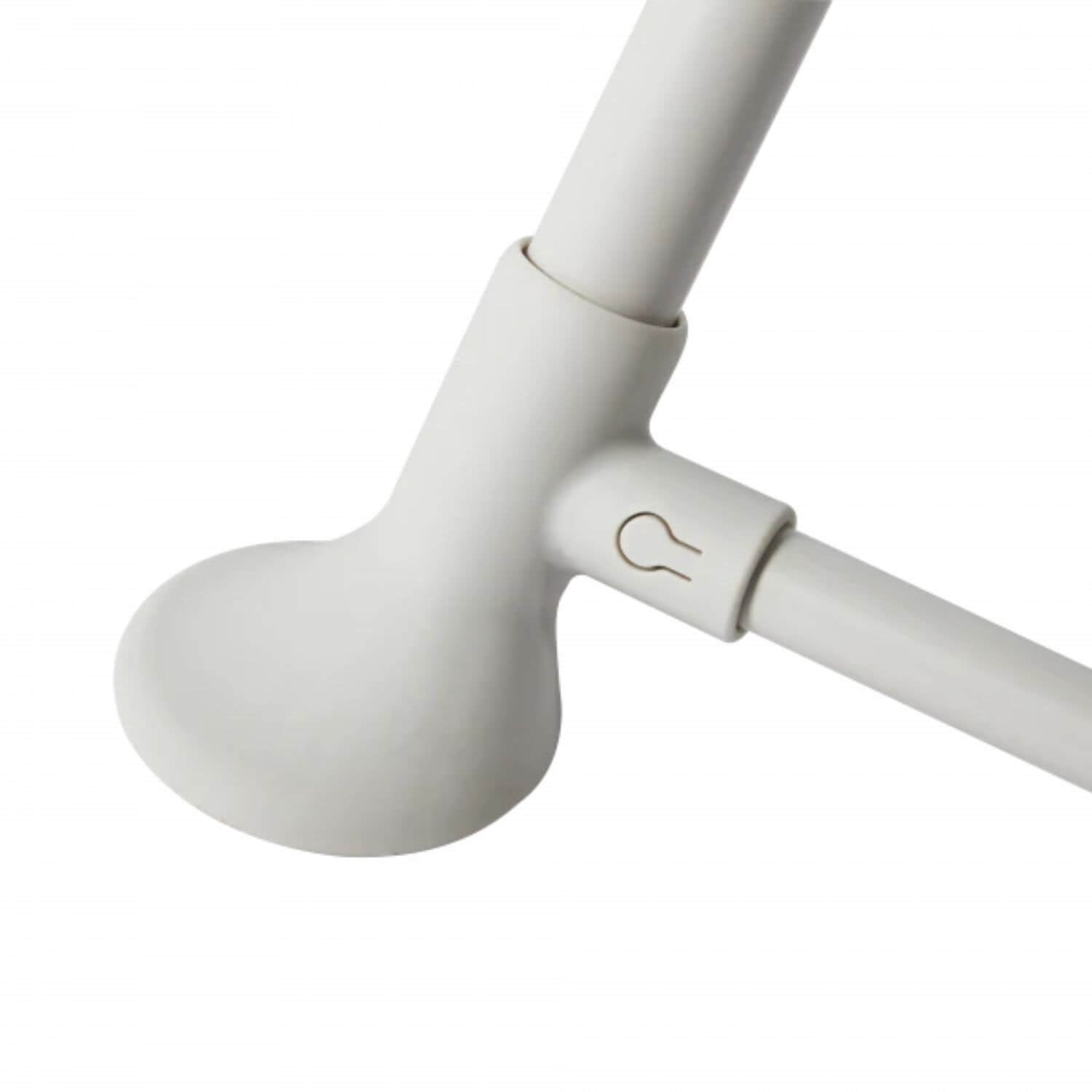 Close-up of the Shnuggle folding baby bath stand's leg joint, showing the secure locking mechanism and sturdy base foot design.