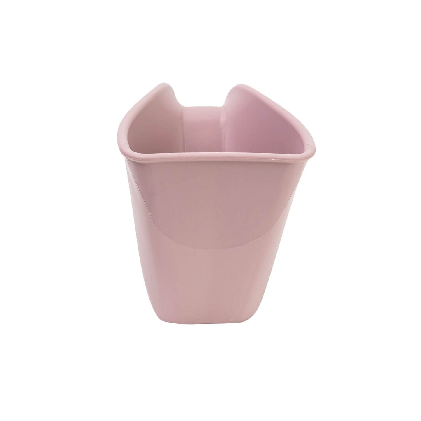 Front view of the pink Shnuggle Washy bath jug, showcasing its wide, soft spout designed for gentle and controlled water pouring.