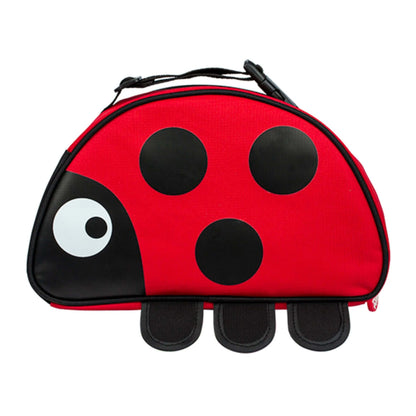 TUM TUM insulated lunch bag, red and black ladybird design, featuring, a  carry handle, perfect for school lunches.