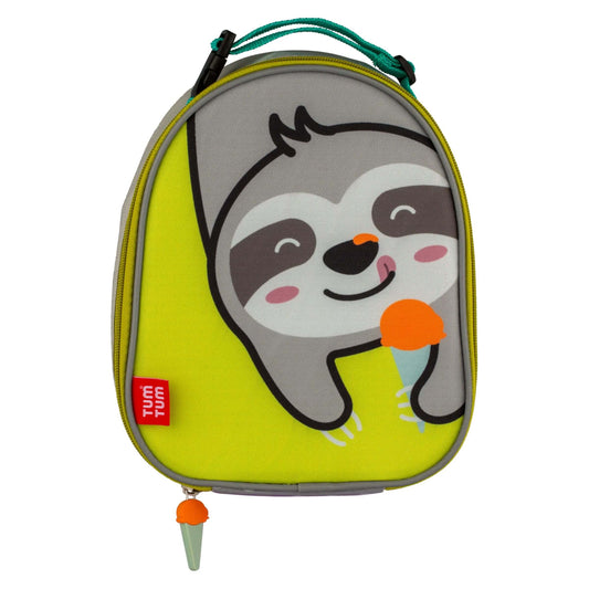 TUM TUM insulated lunch bag featuring Stanley Sloth design with a cute sloth holding a colourful ice cream, easy-carry handle, and zipper.