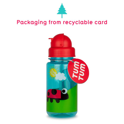 TUM TUM water bottle with bugs design. Packaging made from recyclable card.