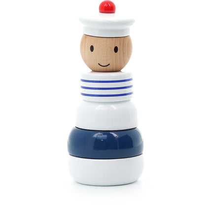 •	Vintage inspired sailor stacking toy in a blue and white design. Includes 12 wooden sailor figures.