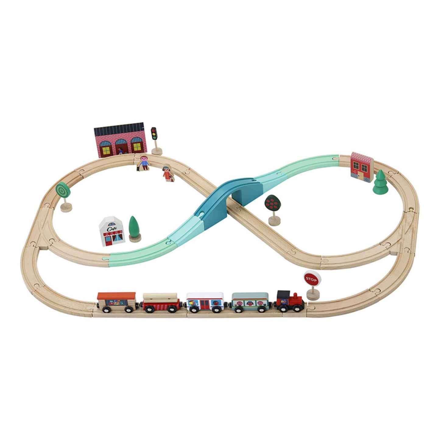 Vilac Grand Express Train Circuit featuring a wooden track, train, and scenic accessories, designed to inspire imaginative play and creativity.