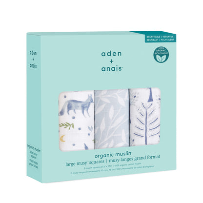 aden + anais Organic Cotton Muslin Squares - 3pk (Outdoors)