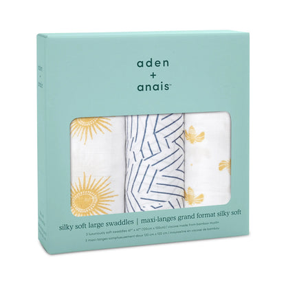 aden + anais Boutique Silky Soft Swaddle - 3pk (Golden Sun)