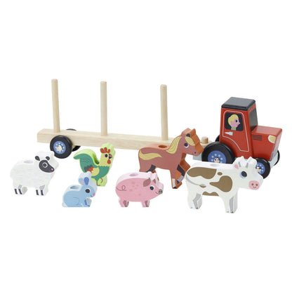 Vilac Tractor & Trailer with Animal Stacking Game