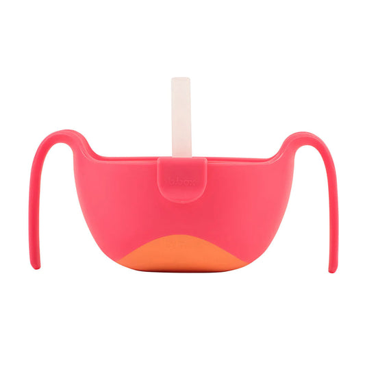 b.box XL bowl + straw. Ideal for kids 12m+, this bowl is double the original bowl + straw. Features removeable silicone straw. Unclip straw to convert to multi-purpose bowl.